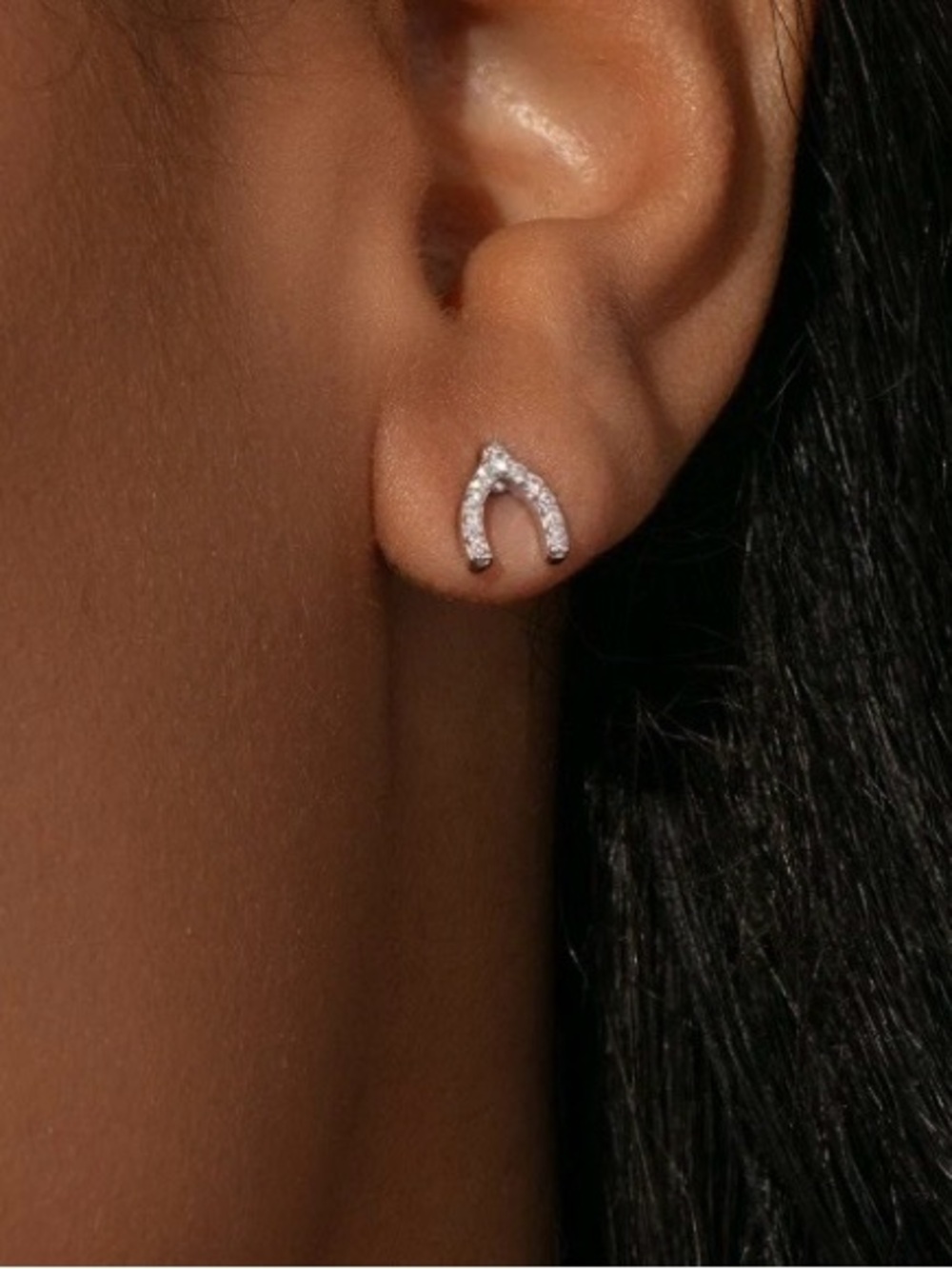 NEW Uncommon James Silver Pavé Wishbone Stud Earrings